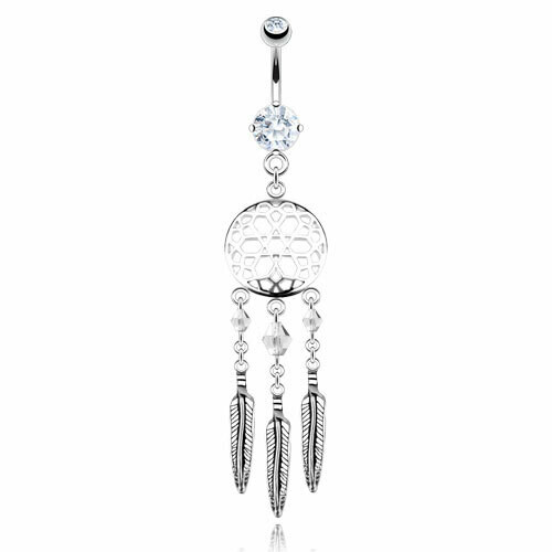 CRYSTAL BEAD DREAMCATCHER DANGLE 14G 3/8&quot;