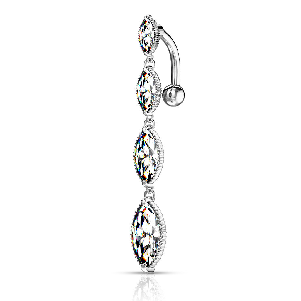 MARQUISE CZ TOPDROP NAVEL 14G 3/8&quot;