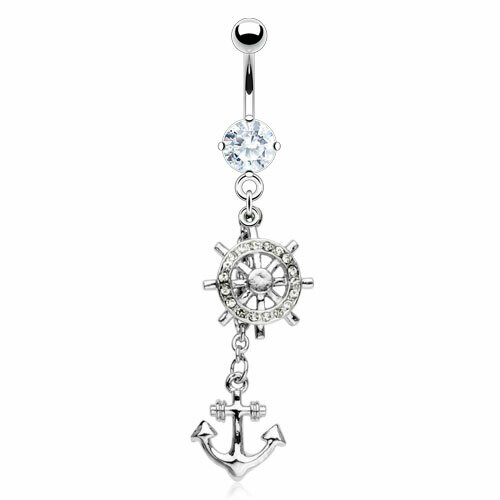 SHIP WHEEL/ANCHOR DANGLE 14G 3/8"