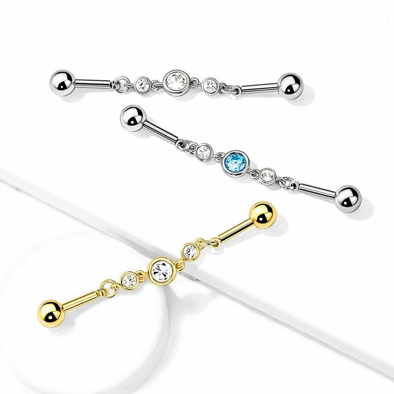 14G TRIPLE CZ CHAIN 1&amp;1/2" BAR