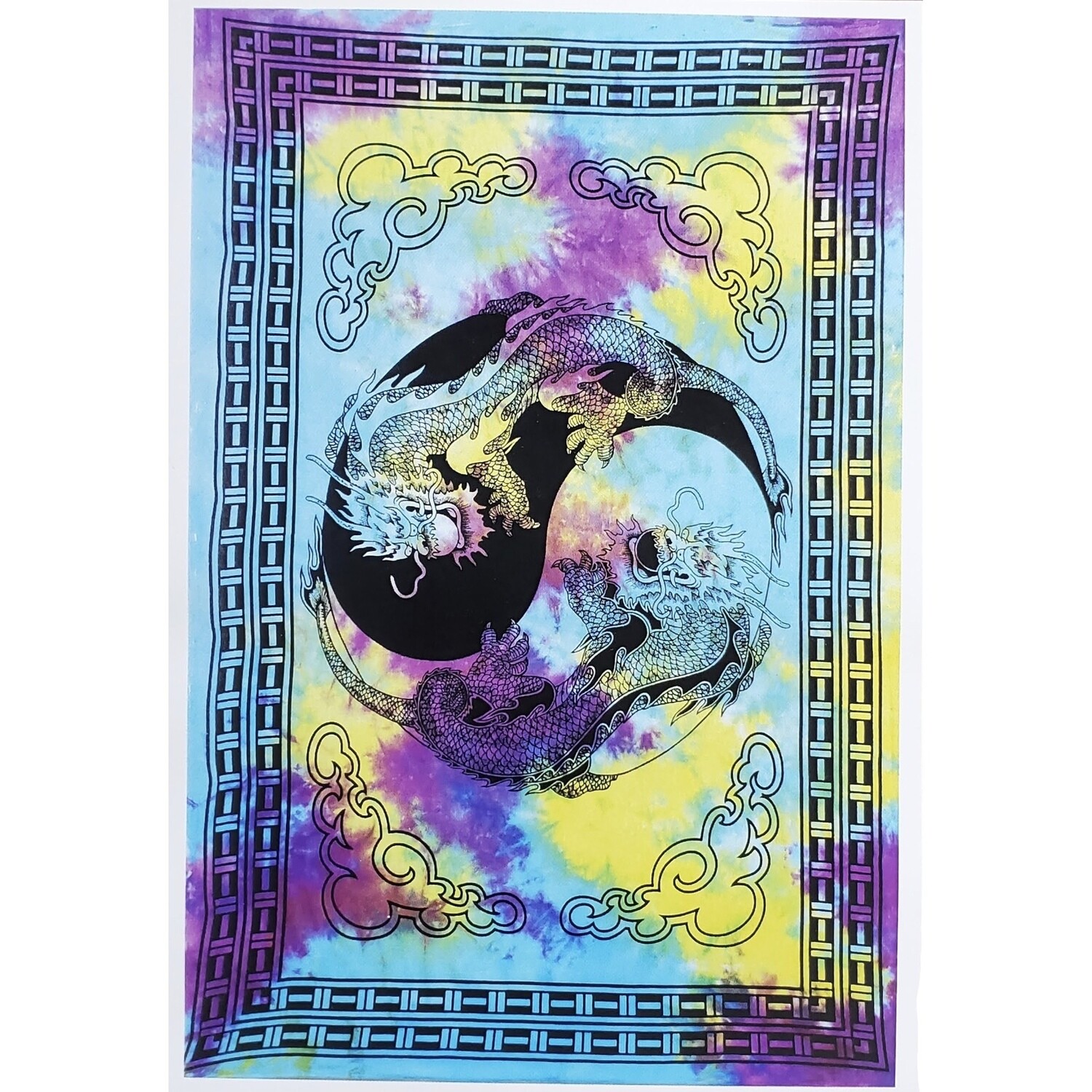 TIE DYE DRAGONS TAPESTRY