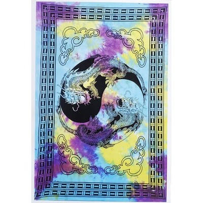 TIE DYE DRAGONS TAPESTRY
