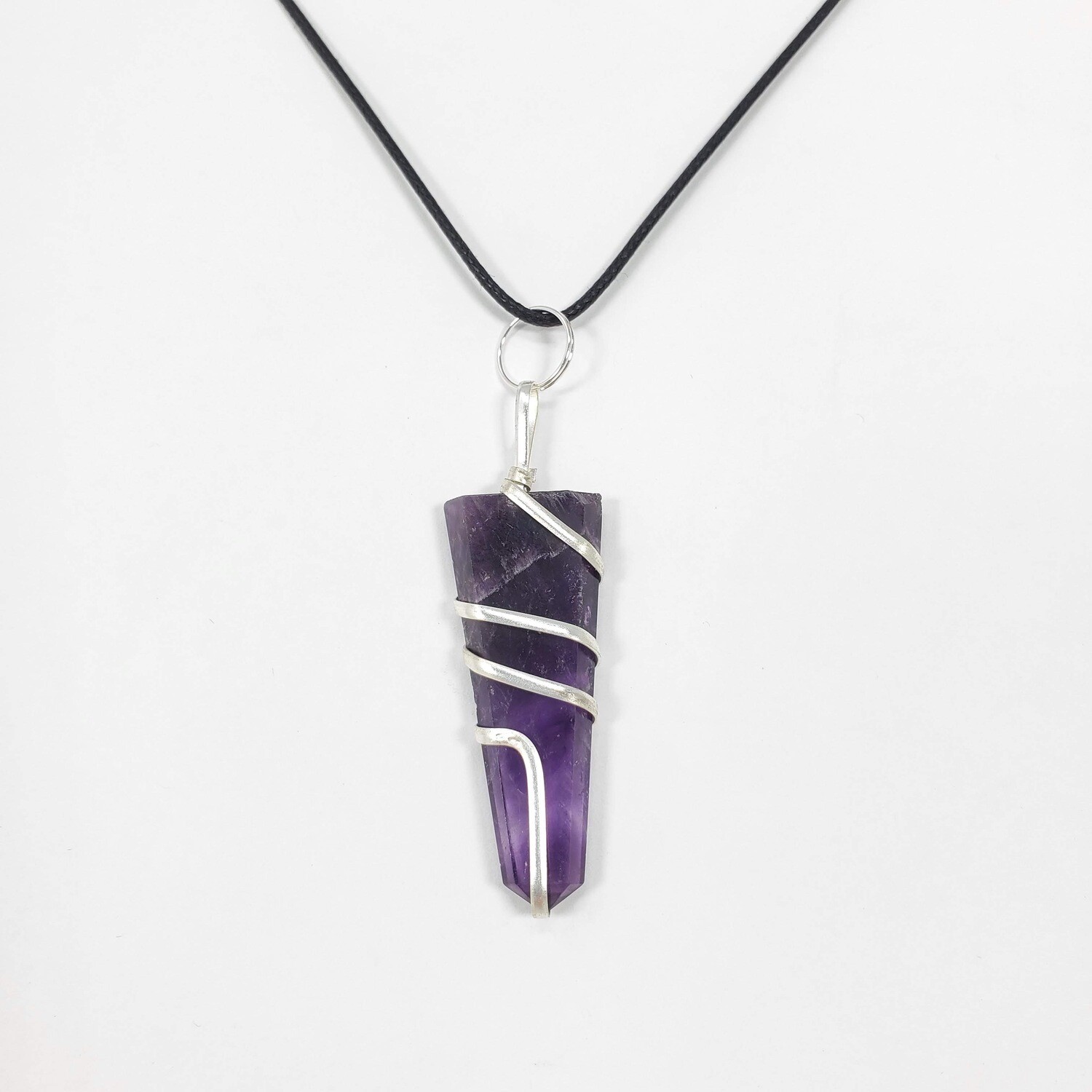 AMETHYST FLAT WIRE WRAP NECKLACE