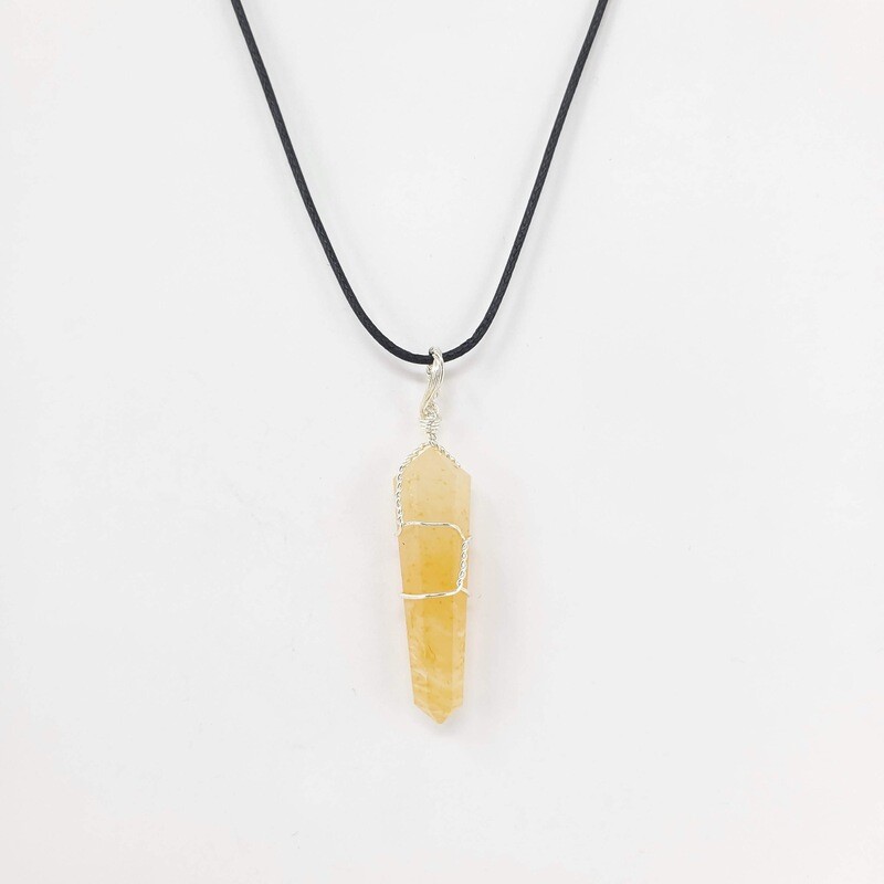 YELLOW AVENTURINE WIRE WRAP NECKLACE