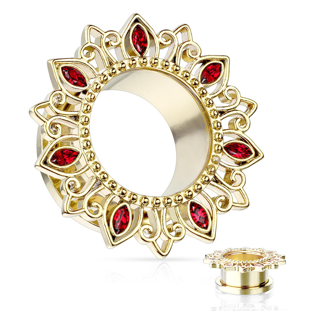 GOLD/RED TRIBAL LOTUS PLUGS