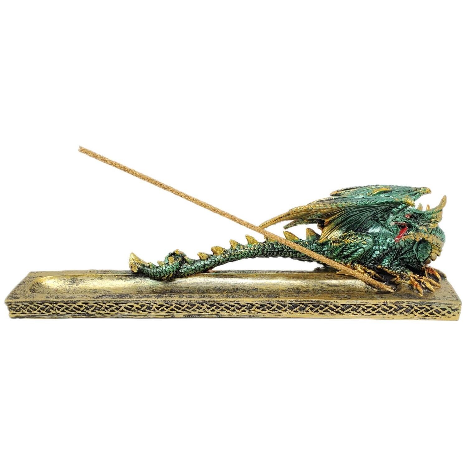 GREEN/GOLD DRAGON INCENSE BURNER