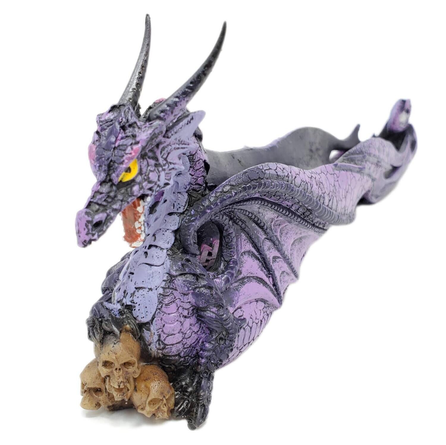 PURPLE DRAGON SKULLS INCENSE BURNER