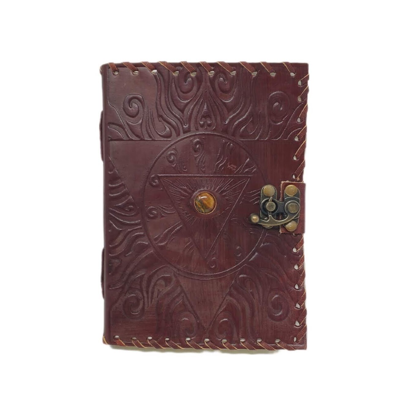 EVIL EYE STONE LEATHER JOURNAL W/LATCH