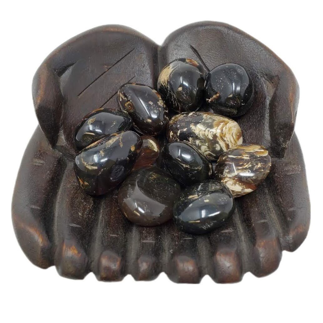AMBER, ZEBRA TUMBLED STONE