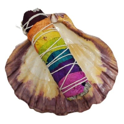 3-4&quot; CHAKRA ROSES &amp; WHITE SAGE SMUDGE