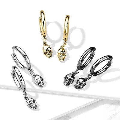 SKULL DANGLE HINGE HOOP