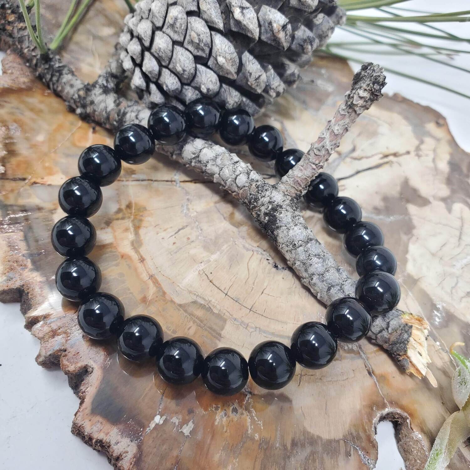 BLACK AGATE 8MM BRACELET