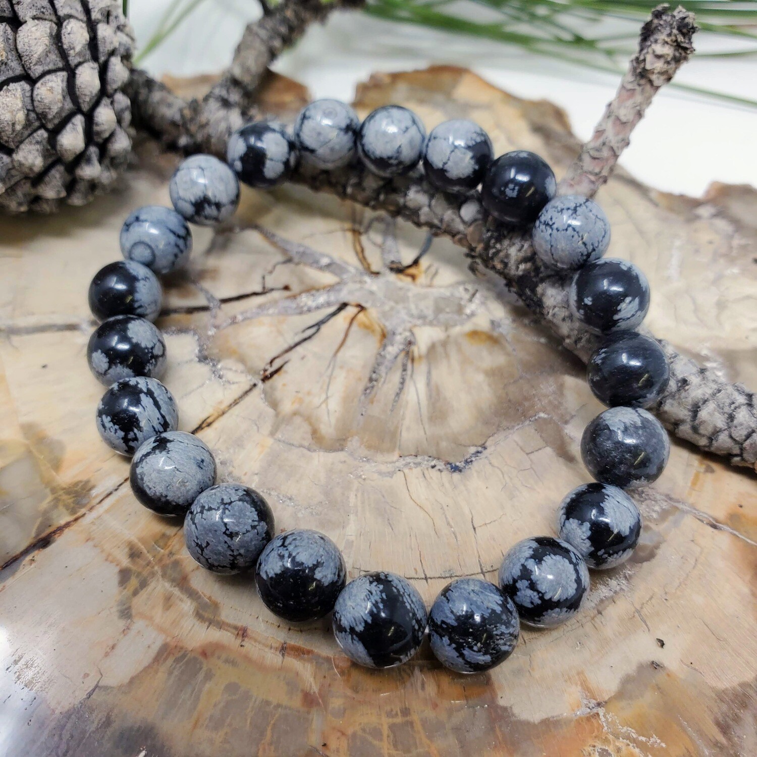 SNOWFLAKE OBSIDIAN 8MM BRACELET