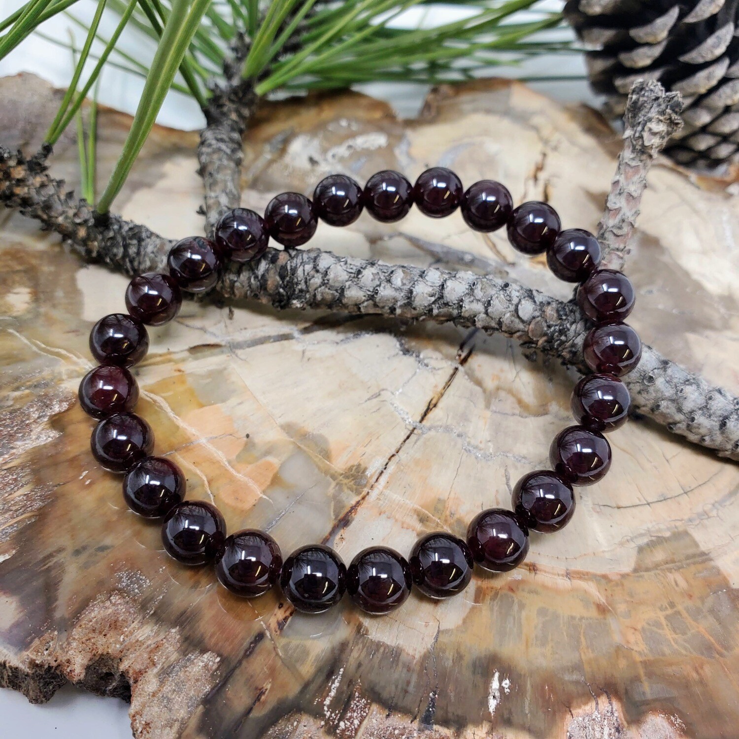 GARNET 8MM BRACELET