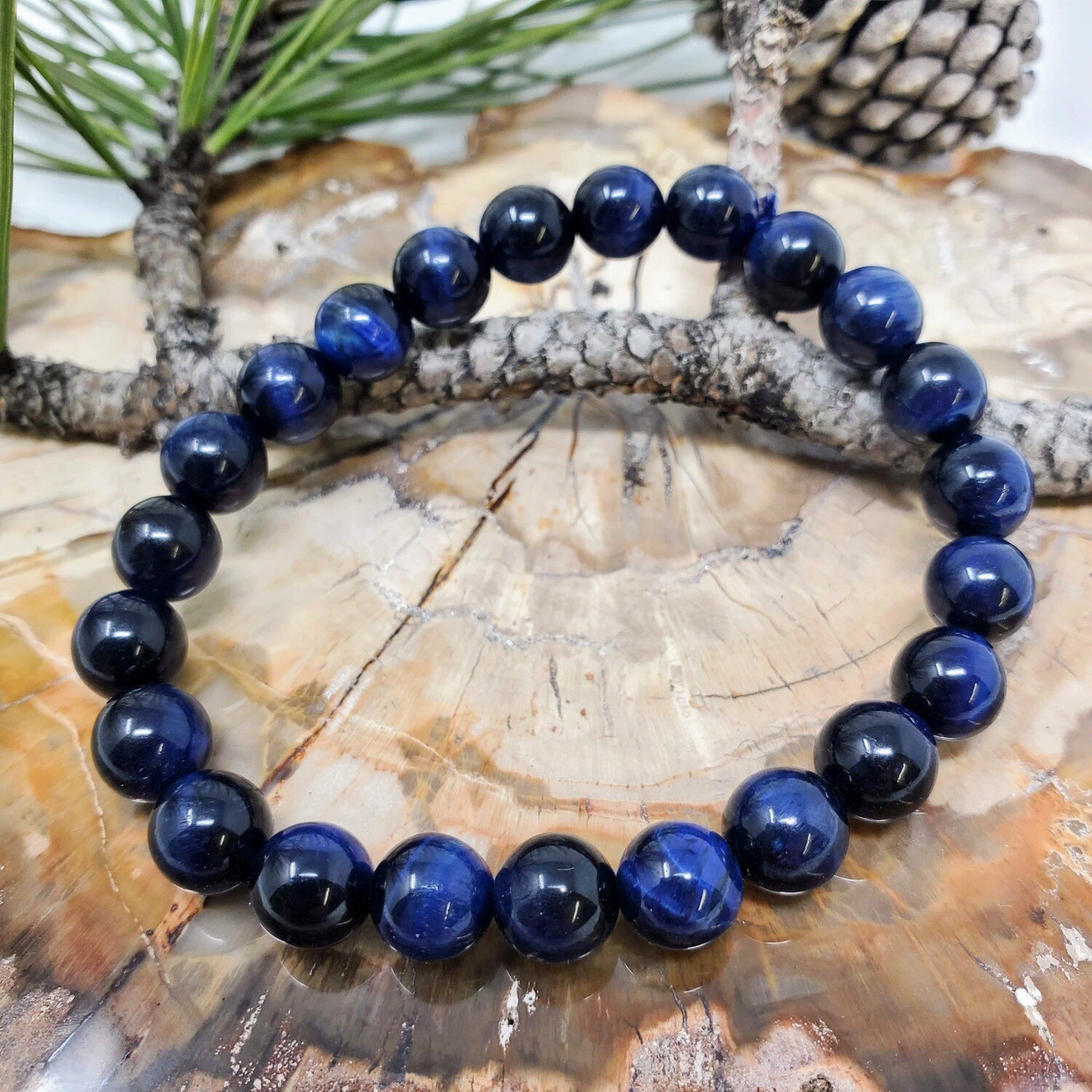 BLUE CAT&#39;S EYE 8MM BRACELET