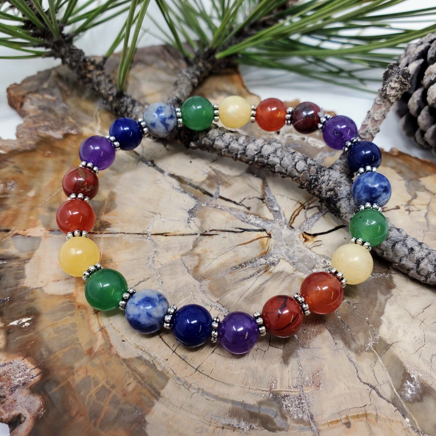 CHAKRA SILVER SPACERS BRACELET
