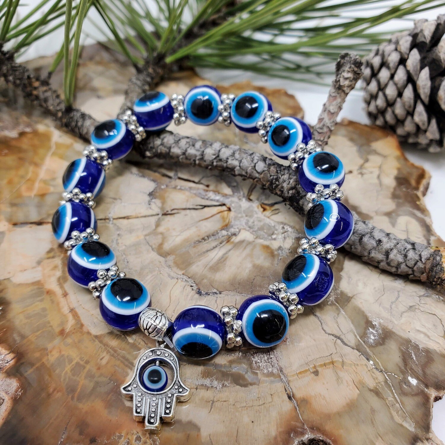 PLASTIC EVIL EYE HAMSA CHARM BRACELET