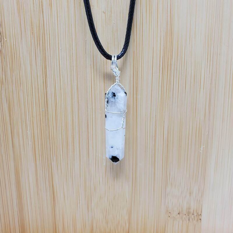 RAINBOW MOONSTONE WIRE WRAP NECKLACE