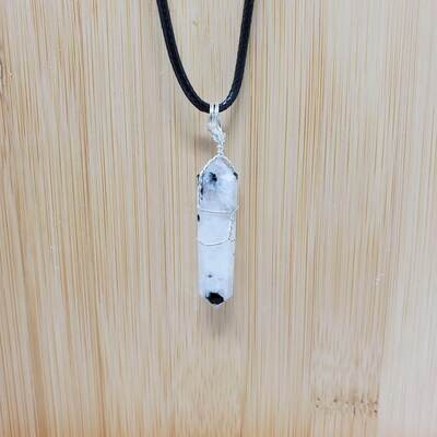 RAINBOW MOONSTONE WIRE WRAP NECKLACE