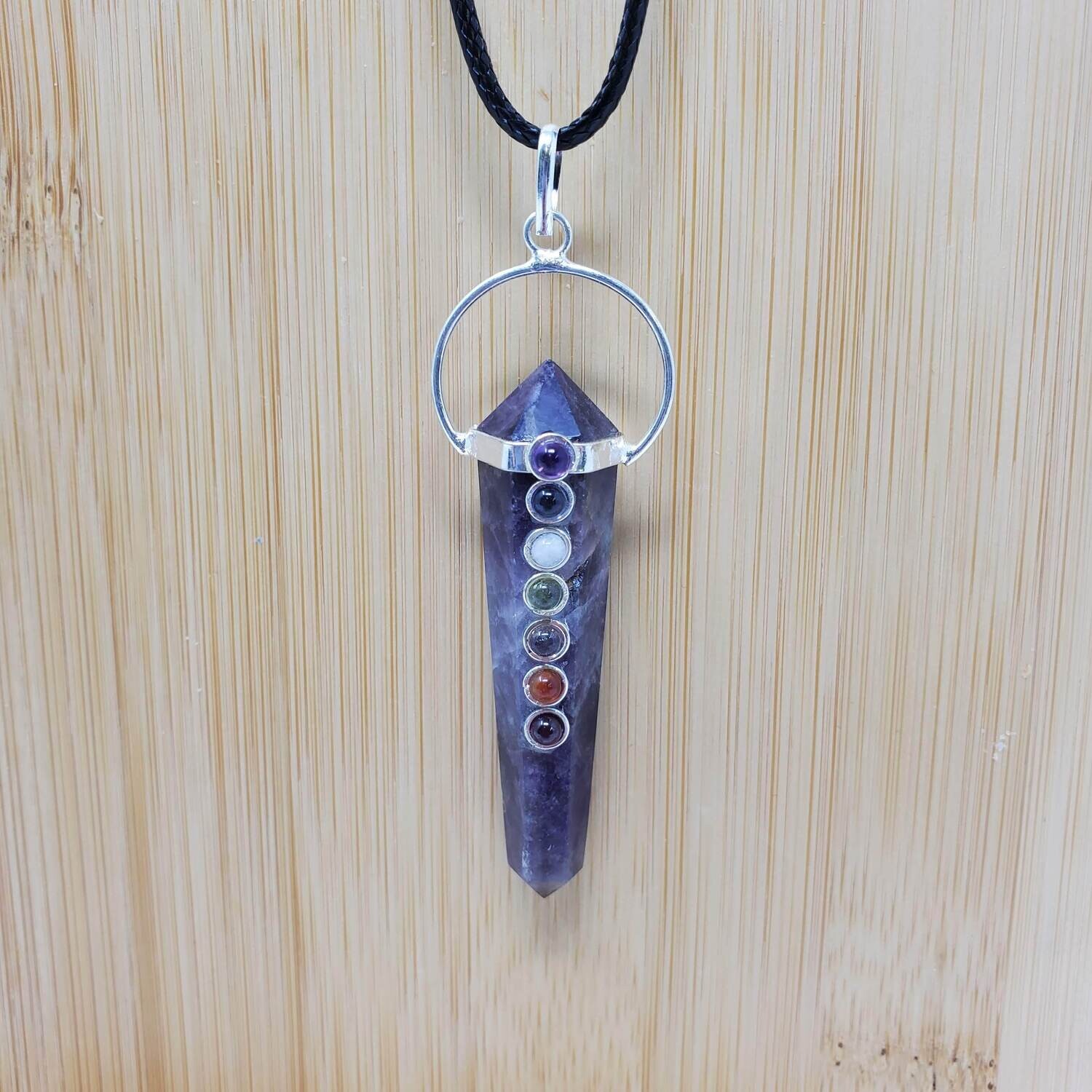 AMETHYST DBL TERM CHAKRA NECKLACE