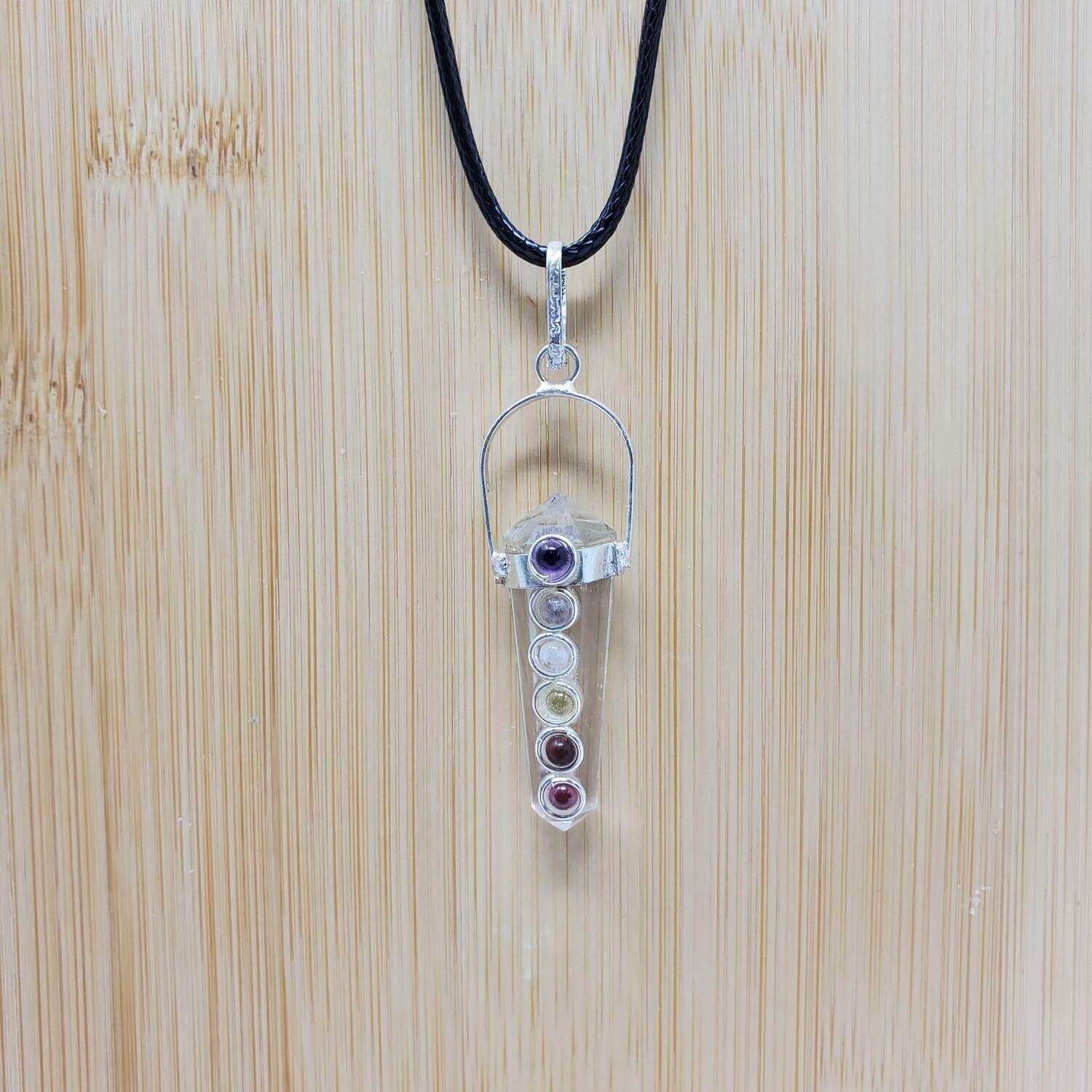 QUARTZ DBL TERM CHAKRA NECKLACE