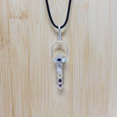 QUARTZ DBL TERM CHAKRA NECKLACE