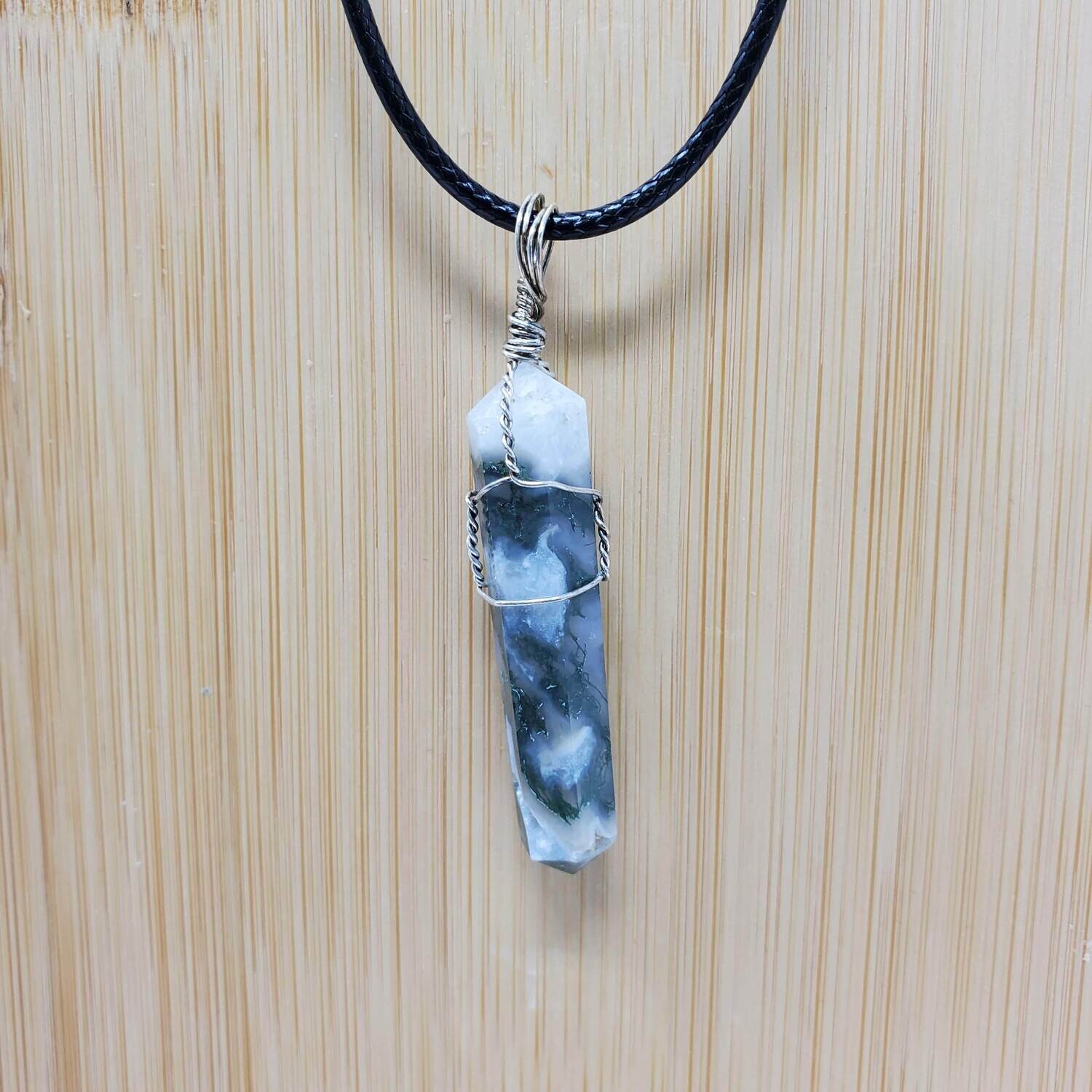 MOSS AGATE WIRE WRAP NECKLACE