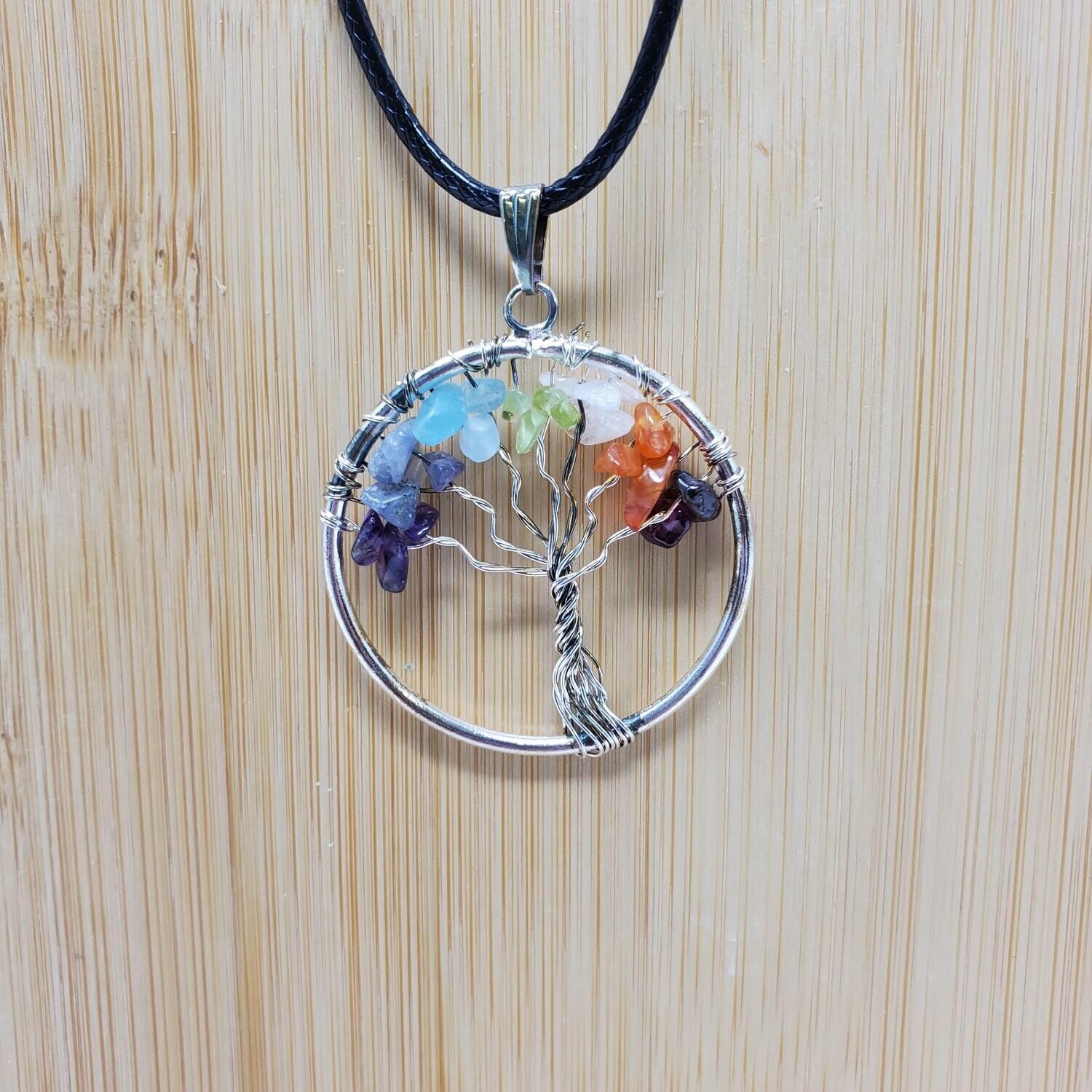 CHAKRA CHIPS TREE PENDANT NECKLACE