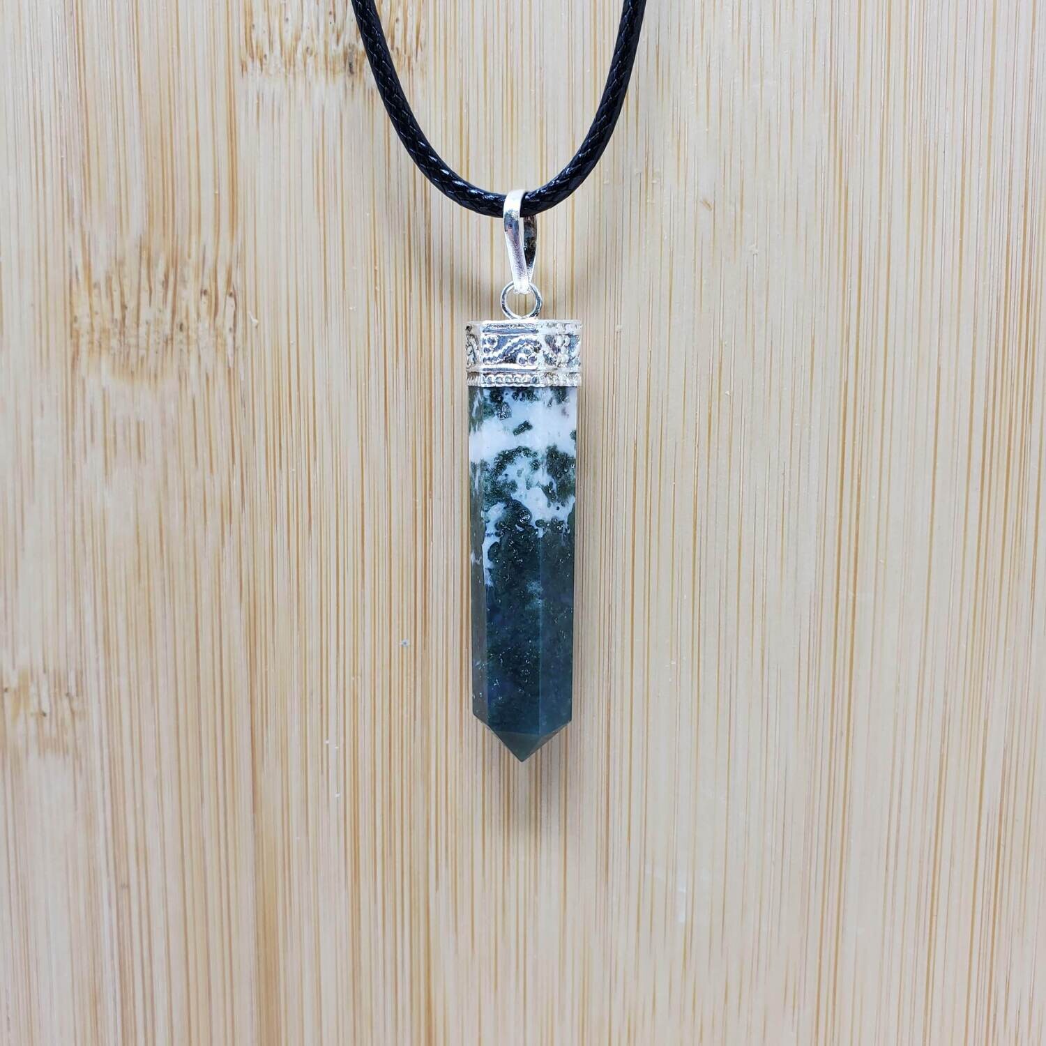 MOSS AGATE PENCIL NECKLACE
