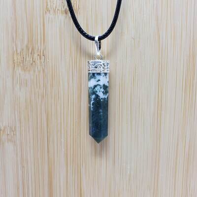 MOSS AGATE PENCIL NECKLACE