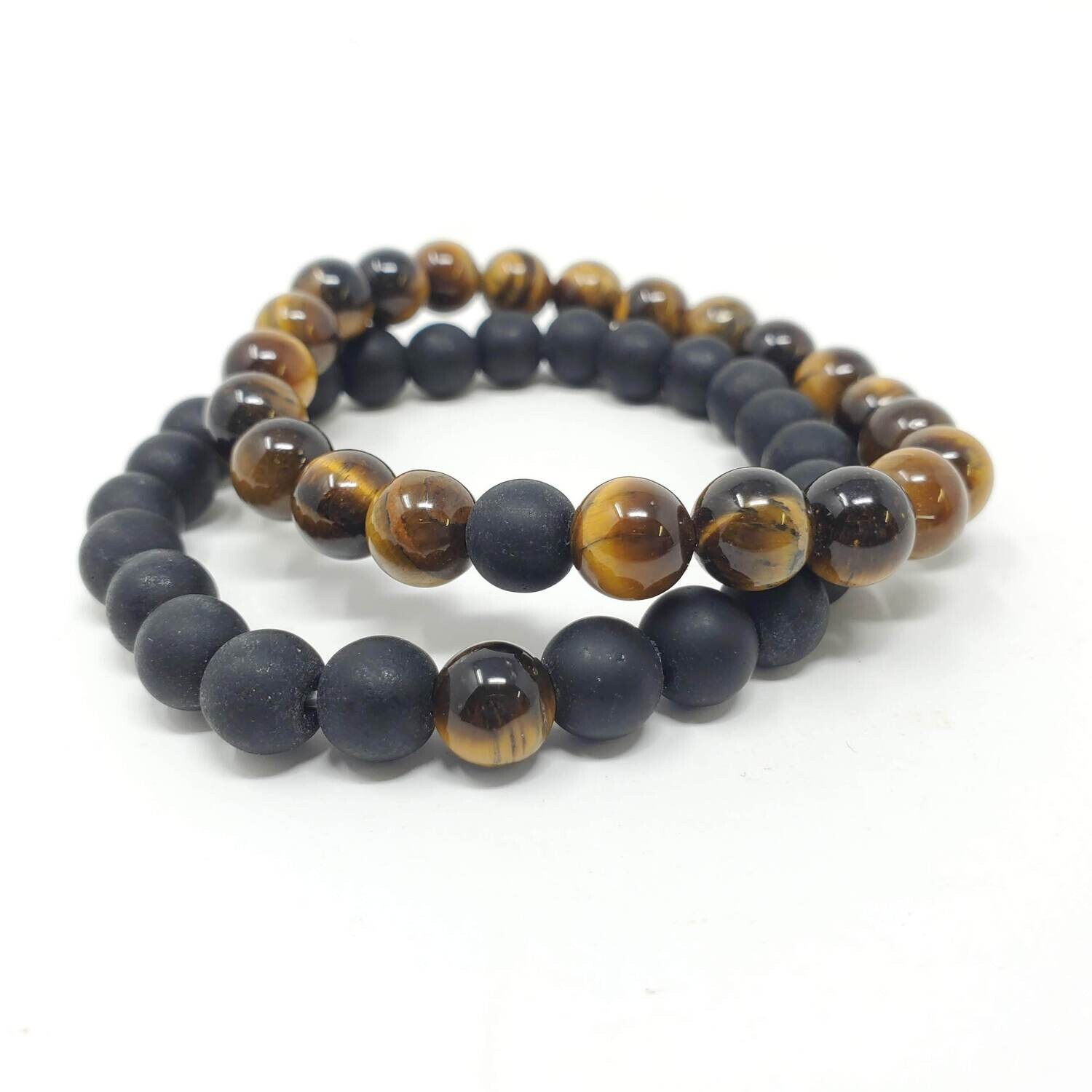 TIGEREYE/BLKAGATE COUPLE BRACELETS