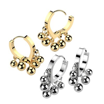 STEEL BALLS DANGLE HINGE EARRINGS