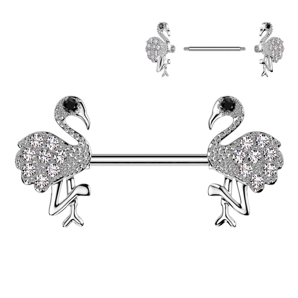 14G 9/16&quot; CZ FLAMINGO NIPPLE BARS