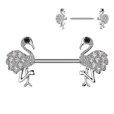 14G 9/16&quot; CZ FLAMINGO NIPPLE BARS