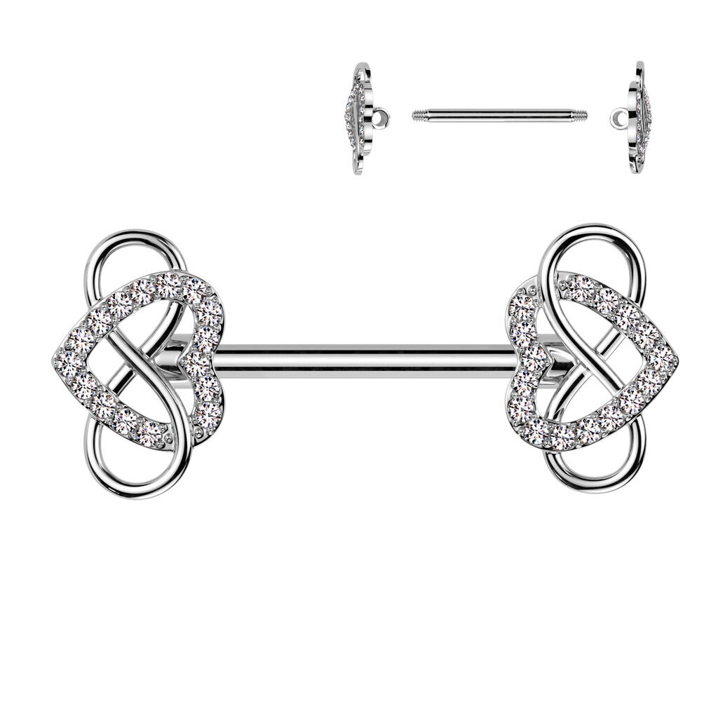 14G 1/2&quot; INFINITY HEARTS NIPPLE BARS