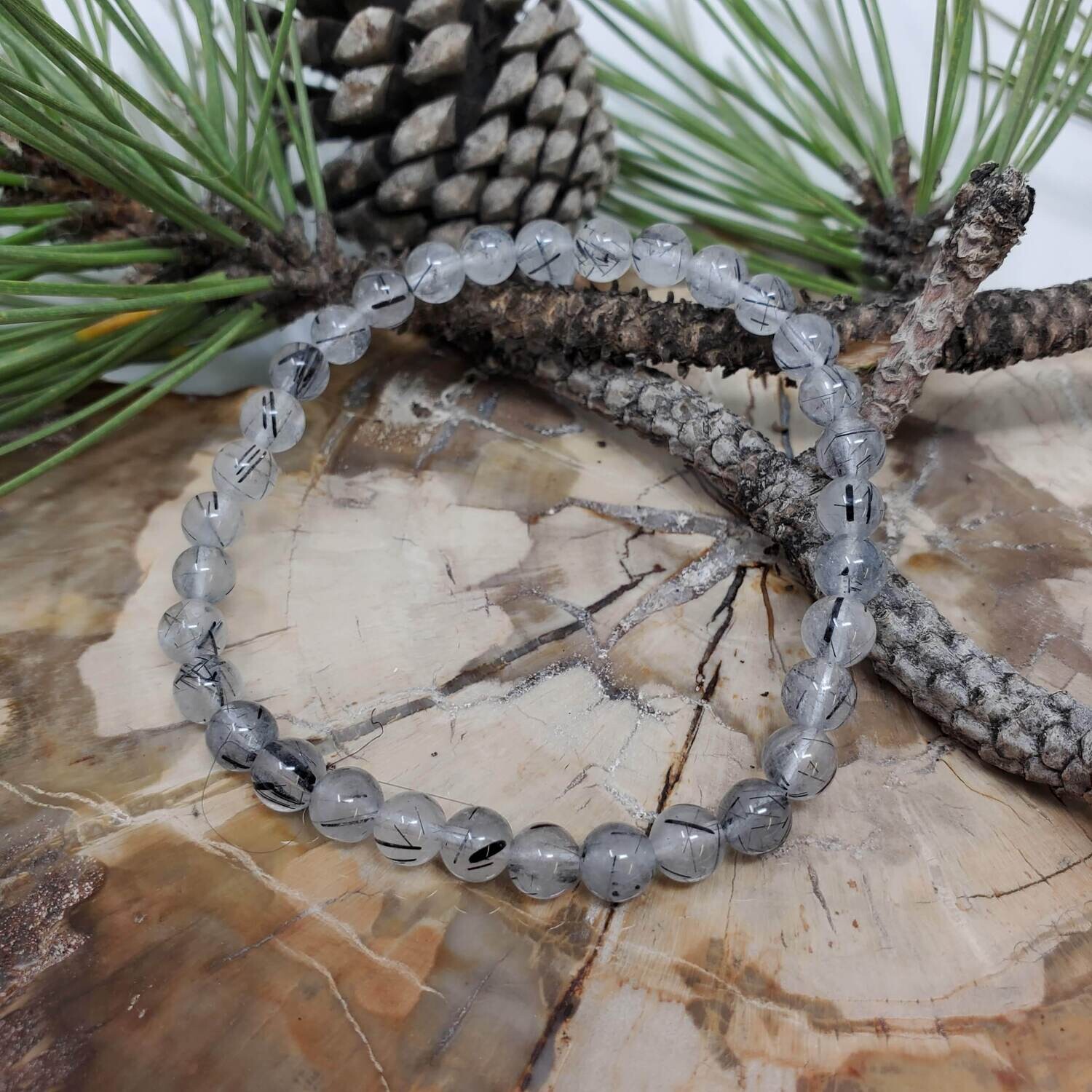 BLACK RUTILATED QUARTZ 6MM BRACELET