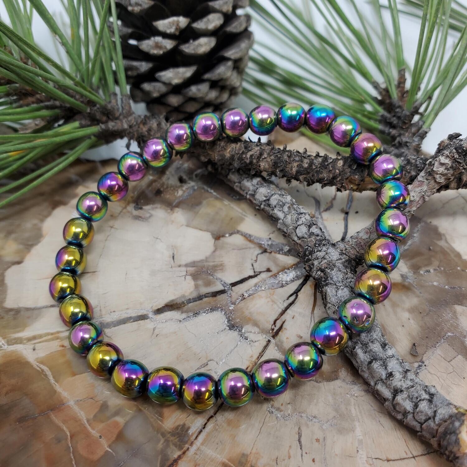 RAINBOW HEMATITE 6MM BRACELET