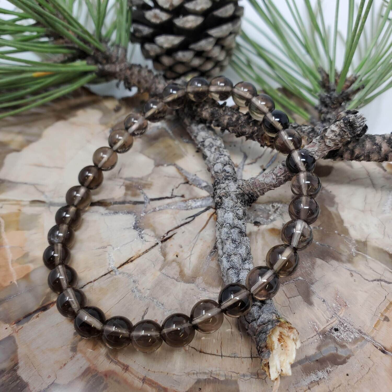 SMOKY QUARTZ 6MM BRACELET