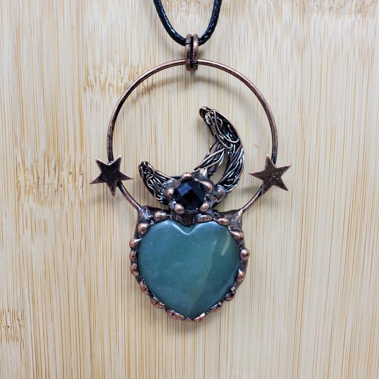 AVENTURINE HEART CELESTIAL ORNATE NECKLACE