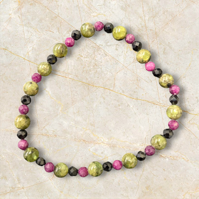 PERIDOT/RUBY/SPINEL 6-4MM BRACELET