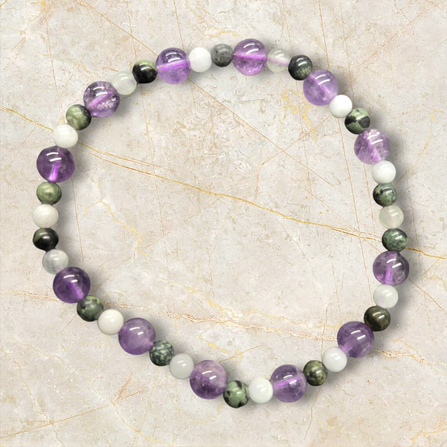 AMETHYST/AQUAMARINE/KAMBABA 6-4MM BRACELET