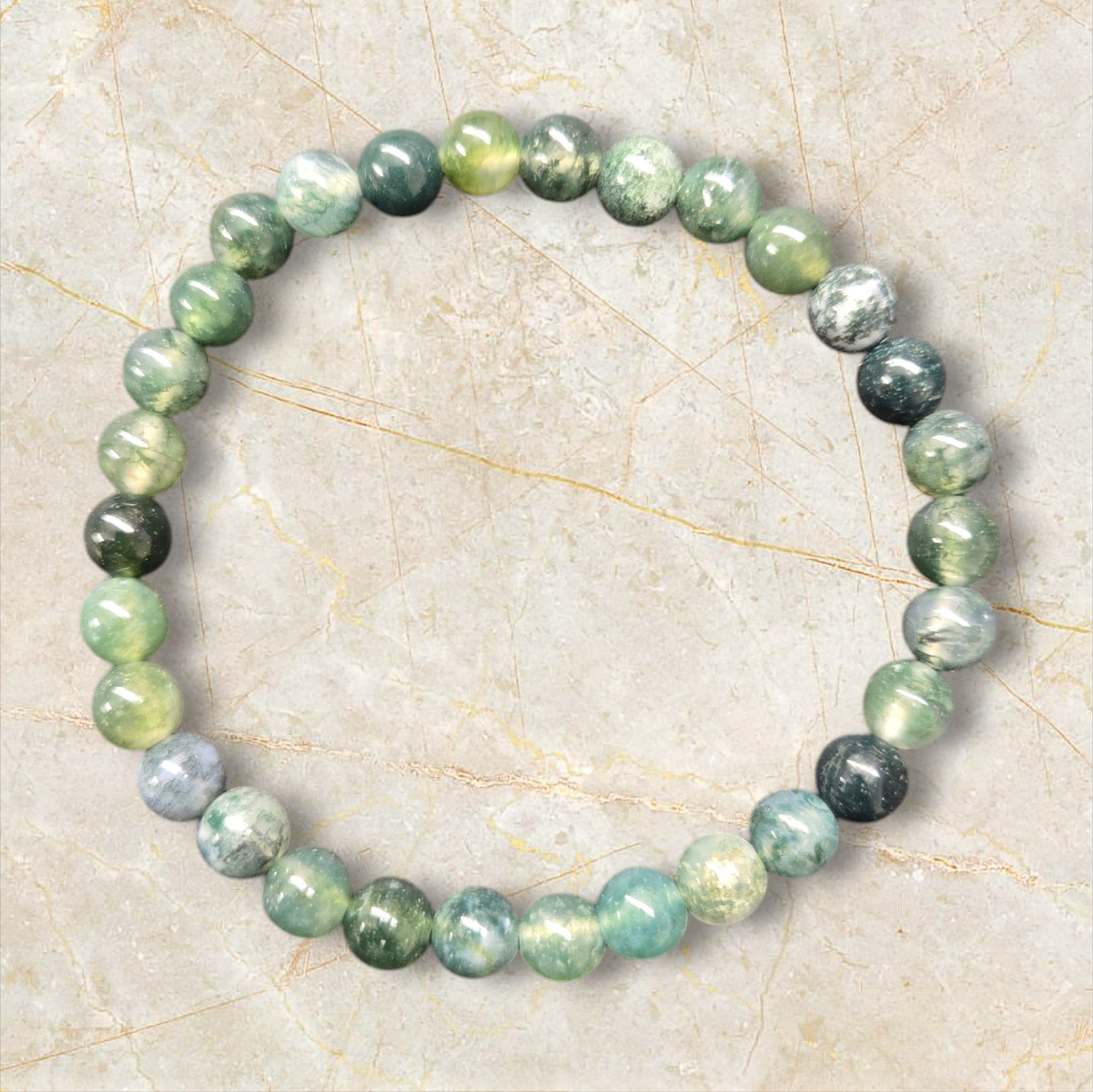 MOSS AGATE 6MM BRACELET