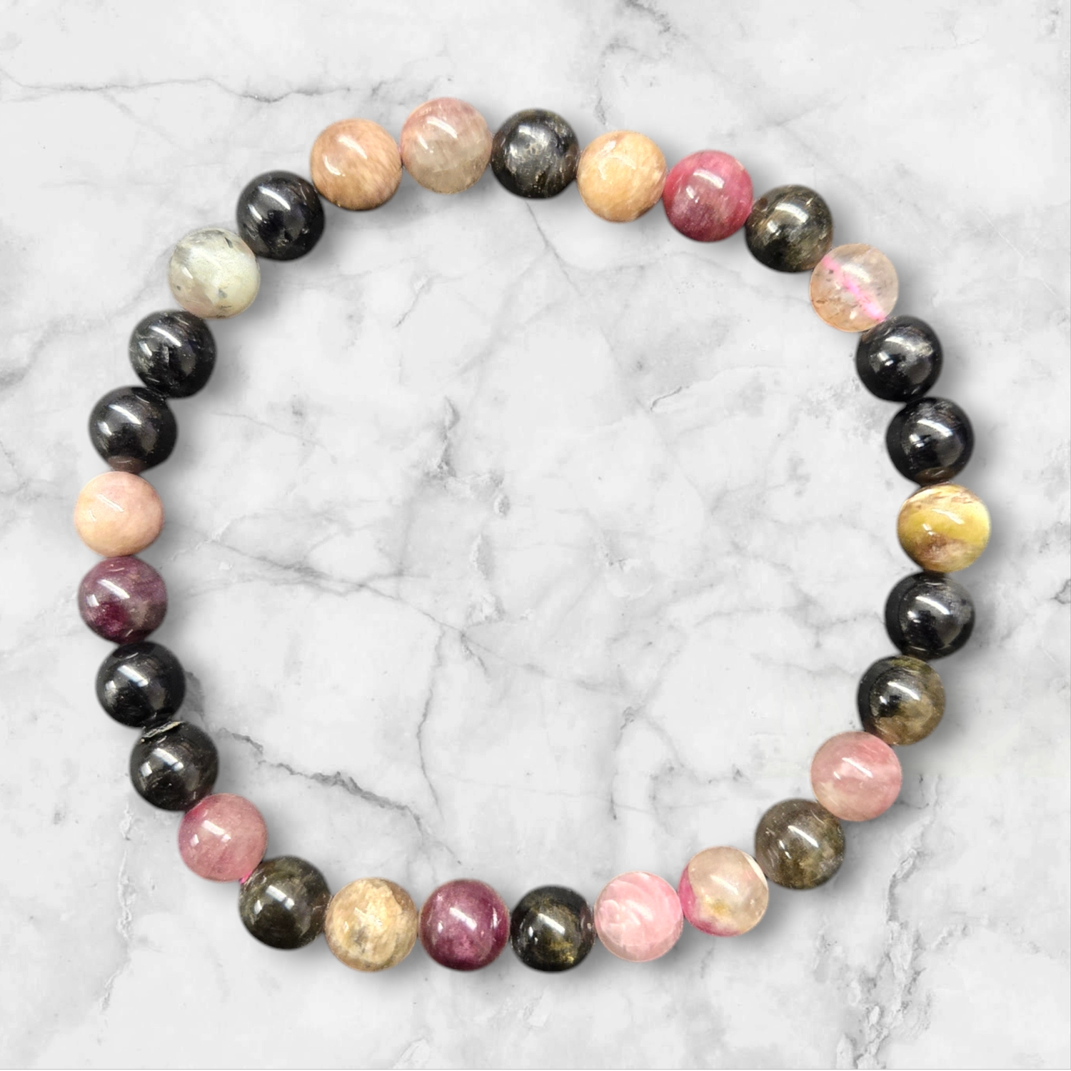 WATERMELON TOURMALINE 6MM BRACELET