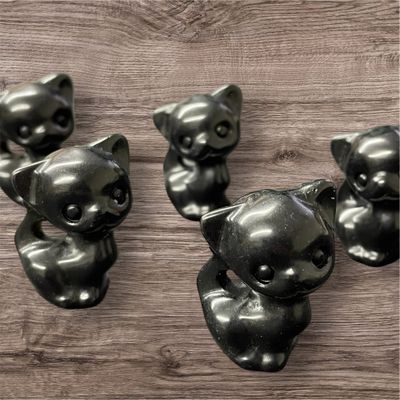BLACK OBSIDIAN CAT CARVING