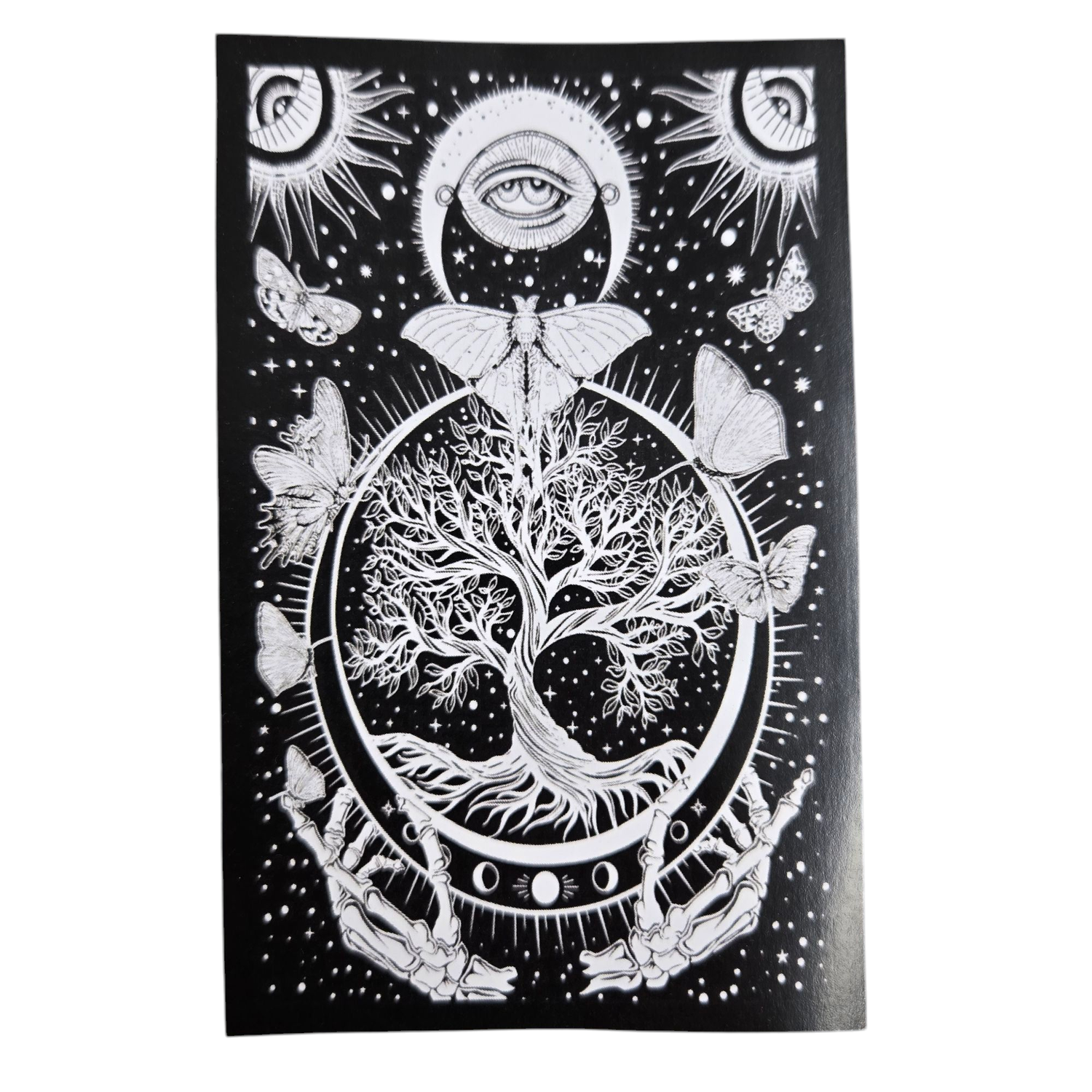 BLK/WHT TREE OF LIFE BUTTERFLY TAPESTRY