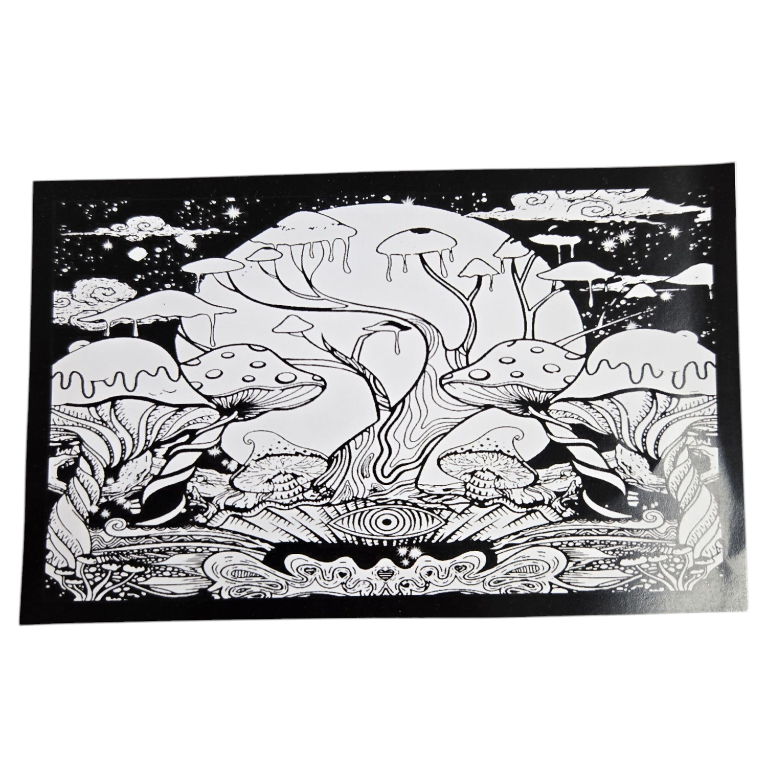 BLK/WHT MUSHROOM LAND TAPESTRY