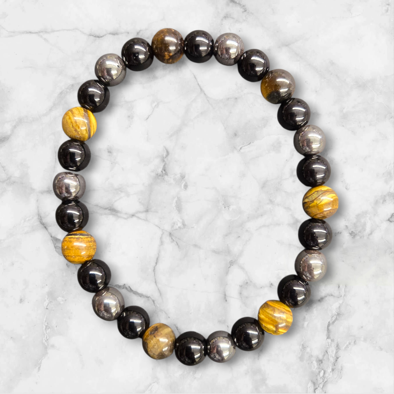 TIGER EYE/HEMATITE/OBSIDIAN 8MM BRACELET