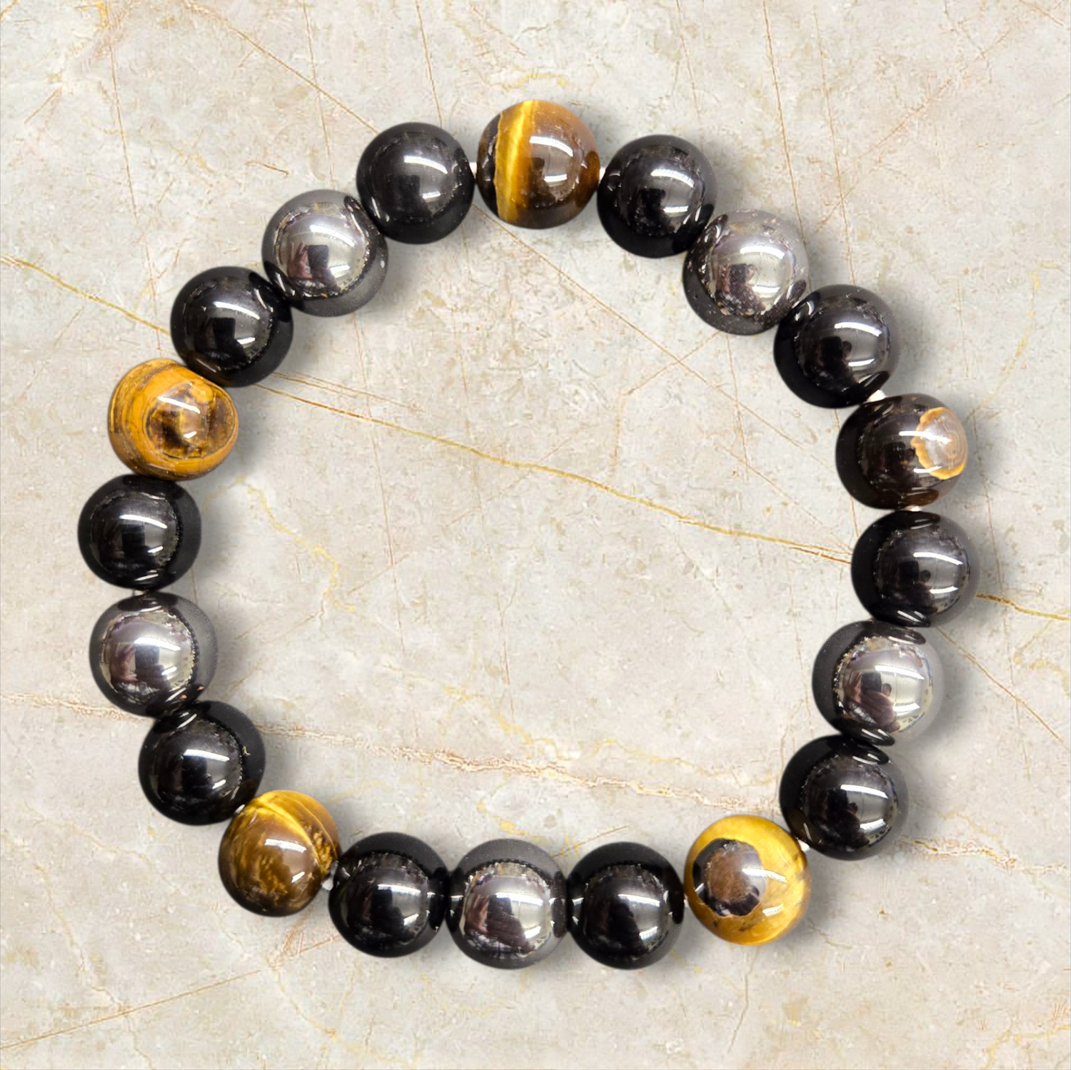 TIGER EYE/HEMATITE/OBSIDIAN 10MM BRACELET