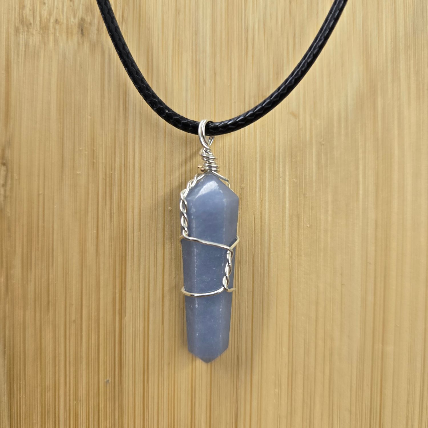 ANGELITE WIRE WRAP NECKLACE