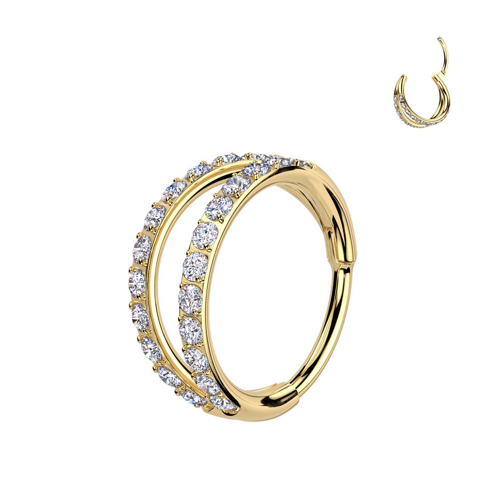 GR23 TITANIUM GEMS GOLD DOUBLE HINGE SEG 20G 5/16&quot;